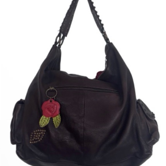 Betsey Johnsonvintage hoboLeather Handbag with Rose Charms